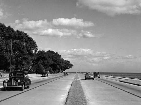 Highway 90 on the Mississippi Gulf Coast in the 1930s